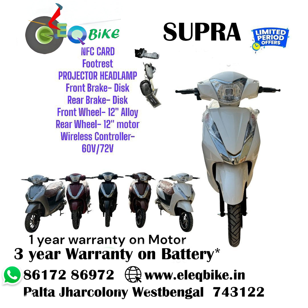 ELECTRIC Supra Scooter 12' ELEQBIKE WITH lithium battery Pack