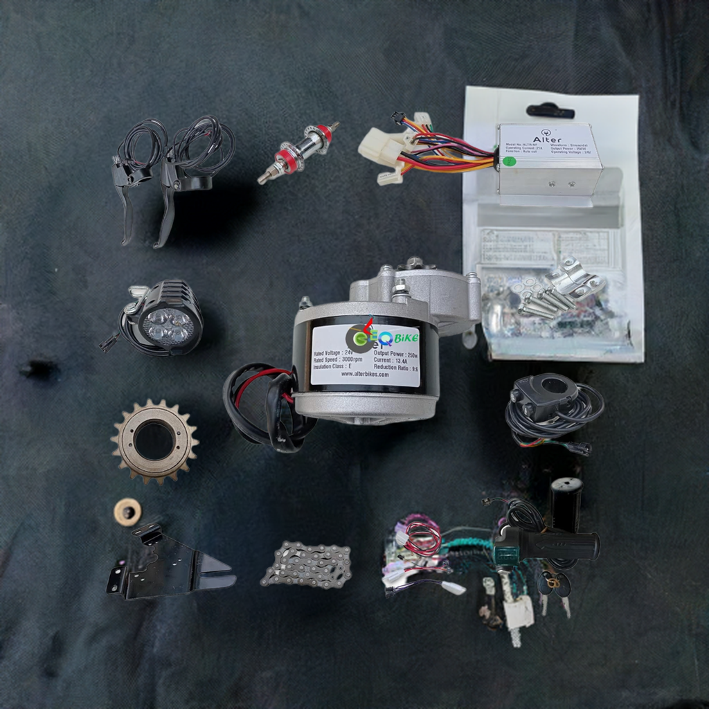 24v 250watts Electric Cycle 40Km Range Gear Motor Conversion Full Kit With Lithium Battery