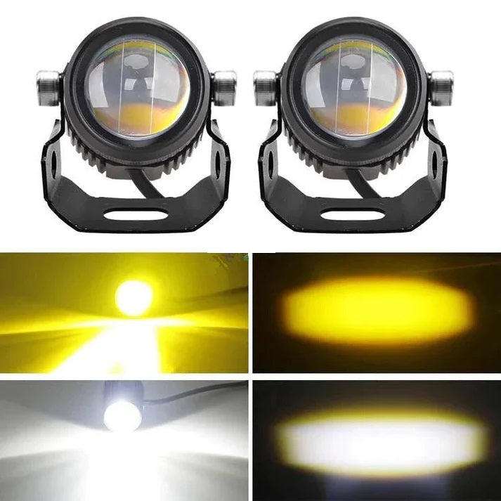 Six Mode Yellow/White With Red/Blue 60w Dc 9v-12v Dual Lens Fog Light Fog Lamp Car, Motorbike, Truck, Van Led 12 V, 30 W (Copy)