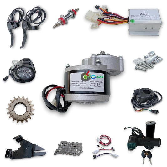 24v 250watts Electric Cycle Gear Motor Conversion Full Kit, Lithium Charger