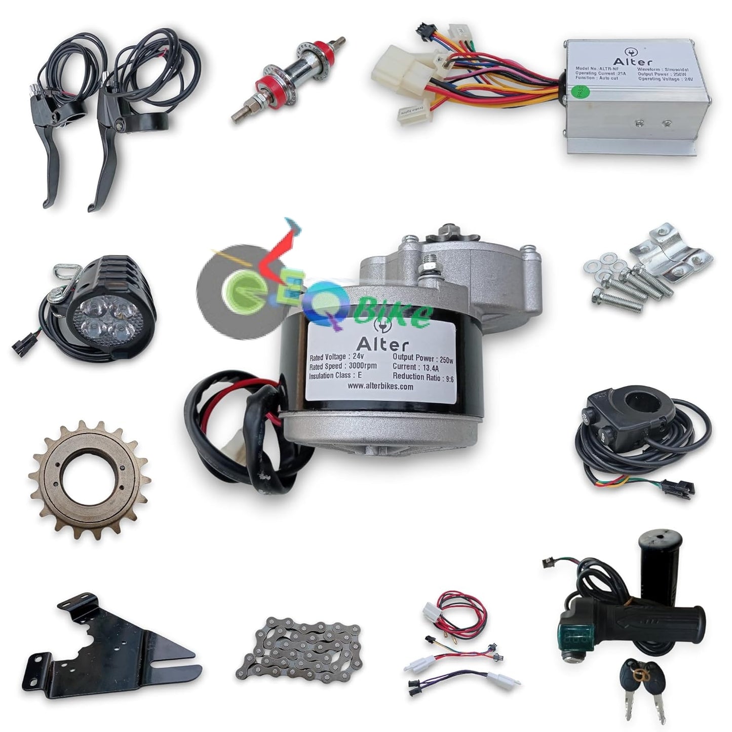 24v 250watts Electric Cycle Gear Motor Conversion Full Kit, Lithium Charger