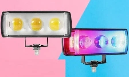 Six Mode Yellow/White With Red/Blue 60w Dc 9v-12v Dual Lens Fog Light Fog Lamp Car, Motorbike, Truck, Van Led 12 V, 30 W